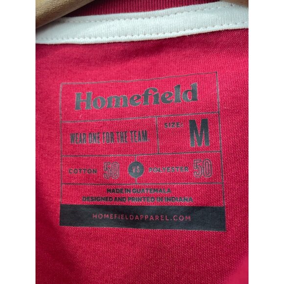 Homefield Crewneck Short Sleeve T Shirt Mens MED Red Cotton Poly Plaid Basic Tee - Picture 3 of 6